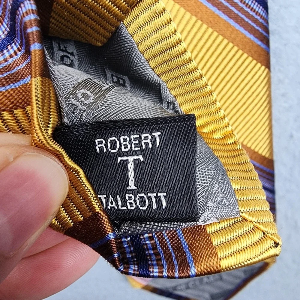 Robert Talbott Best Of Class Tie Mens One Size Yellow Striped Silk Woven USA